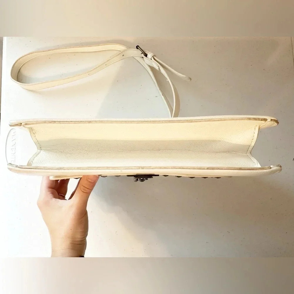 BADGLEY MISCHKA Chain Trim Two Way Shoulder Bag Crossbody Purse Strap Off White - Picture 14 of 16